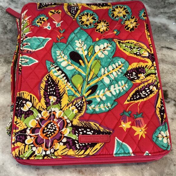 Vera Bradley Commuter Tablet Tamer Organizer Bag RUMBA Pink Travel iPad Floral - Picture 1 of 9